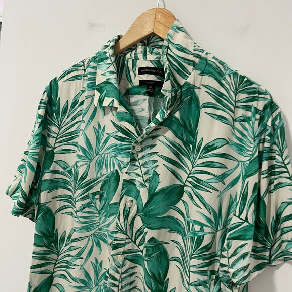 Banana Republic Men's Palm Leaf Print Button Up Slim Fit Top Size XL - Picture 2 of 4